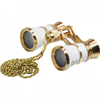 Бинокль театральный VEBER OPERA БГЦ 3x25 с цепочкой, белый/золотой